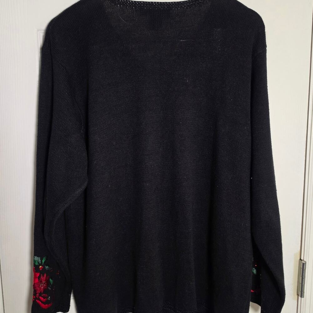 Lane Bryant Vintage Plus 18/20 Embroidered Poinsettia Christmas Cardigan Sweater - Picture 4 of 8